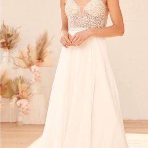True Love White Beaded Rhinestone Maxi Dress